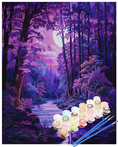 Malen Nach Zahlen Sternennacht Malen Nach Zahlen Erwachsene Karikatur Painting by Numbers Adult,DIY Handgemalt Ölgemälde set Mit Pinsel/Acrylpigment,Farbe Leinwand Bastelset Geschenke 30x50cm HYF923 von huuyaofaa