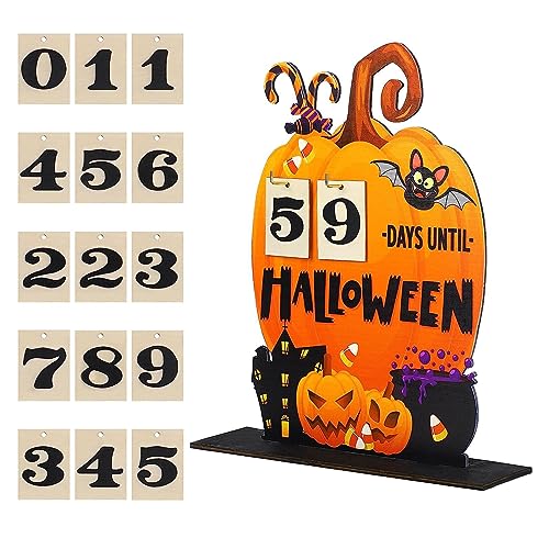Holz Countdown Kalender Halloween Adventskalender Desktop Ornamente Haus Wohnkultur Geschenk Halloween Dekoration 2023 Halloween Countdown für Kinder von huwvqci