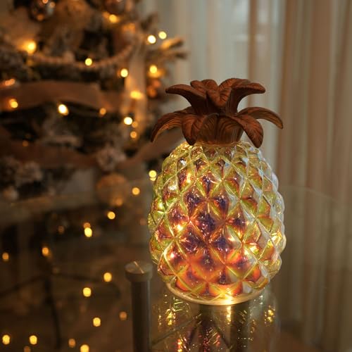 hvfun 17,8 cm leuchtende Quecksilberglas-Ananas mit Timer, batteriebetriebene Tischdekoration, magische Farben in der Sonne, perfekt für die Weihnachtsdekoration hvfun 17,8 cm leuchtende Quecksilberglas-Ananas mit Timer, batteriebetriebene Tischdekoration, magische Farben in der Sonne, perfekt für die Weihnachtsdekoration von hvfun