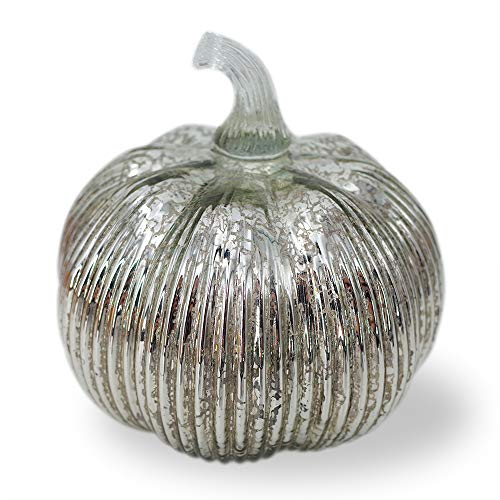 hvfun Herbstliche dekorative Kürbislaterne aus gestreiftem Glas, Halloween-Dekoration und Thanksgiving-Tischdekoration, batteriebetriebenes Herbstlicht für Partys und Zuhause -Silber hvfun Herbstliche dekorative Kürbislaterne aus gestreiftem Glas, Halloween-Dekoration und Thanksgiving-Tischdekoration, batteriebetriebenes Herbstlicht für Partys und Zuhause -Silber von hvfun