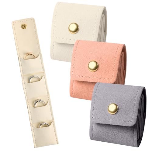 hxoxmxe Mini-Reise-Schmucktasche, Mini-Reise-Schmuck-Rolltasche mit Schnalle, kleine Schmuckschatulle, tragbar, faltbar, Reise-Schmuck-Organizer für Halsketten, Ohrringe, Ringe (3 Stück) von hxoxmxe