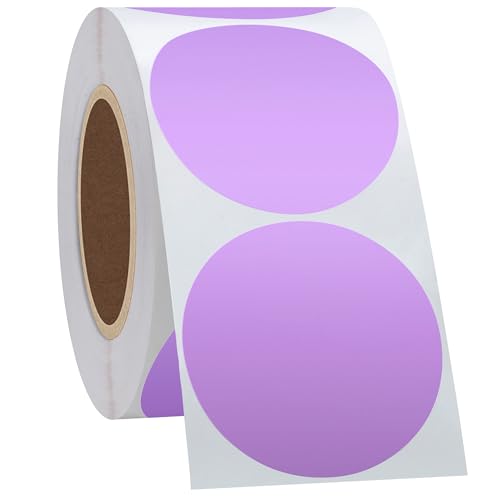 Hycodest 5,1 cm Kreis Thermo-Aufkleber-Etiketten, Mehrzweck-selbstklebende runde Thermodirekt-Etiketten für Etikettendrucker, 750 Etiketten (lila) von hycodest