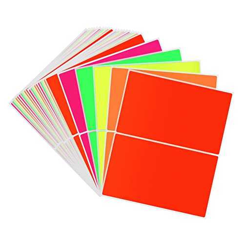 Hycodest 76x51mm Fluoreszierende Farbcode-Etiketten, blanko, 25 Blatt, 50 Stück (5 Farben) von hycodest