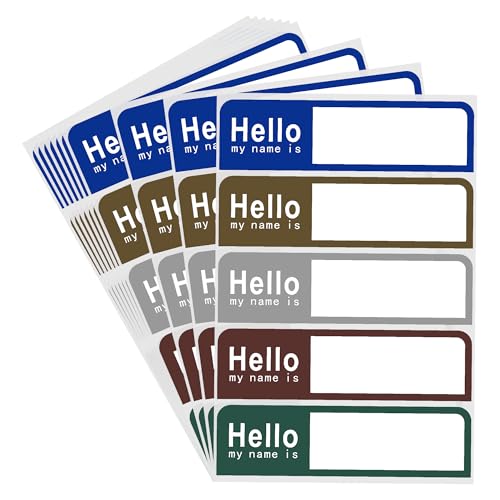 Hycodest Aufkleber mit Aufschrift "Hello My Name Is", 90 x 25 mm, gemischt, 6 Farben, Namensschilder, Klebeetiketten für Kleidung, Büro und Schule, 50 Etiketten von hycodest