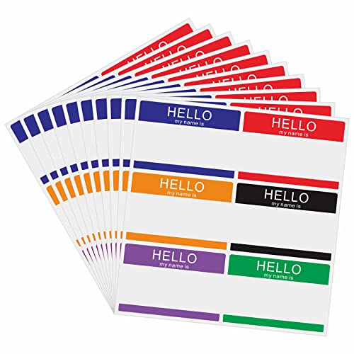 Hylabelest Namensschild-Etiketten mit Aufschrift "Hello My Name is", bunte Namensschilder für Meetings, 8,9 cm x 6,5 cm, 6 Farben pro Blatt, 60 Stück (10 Blatt) von hylabelest