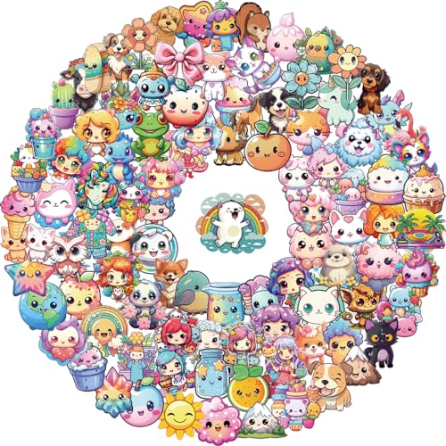 Kawaii Sticker Pack niedliche Tiere große Augen Aufkleber für Kinder, wasserdichte Aufkleber für Wasserflasche, lustige Aufkleber für Laptop von hyrtsstf