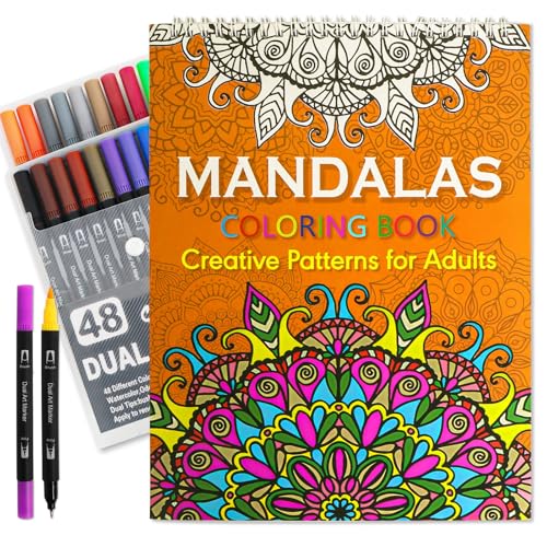 Hzuisst Malbuch für Erwachsene und Filzstifte Set, Mandalas Malbücher für Wrwachsene Entspannung mit 48 Farben Marker, A4 Coloring Book mit 20 Mustern für Stress Abbauen Hzuisst Malbuch für Erwachsene und Filzstifte Set, Mandalas Malbücher für Wrwachsene Entspannung mit 48 Farben Marker, A4 Coloring Book mit 20 Mustern für Stress Abbauen von hzuisst