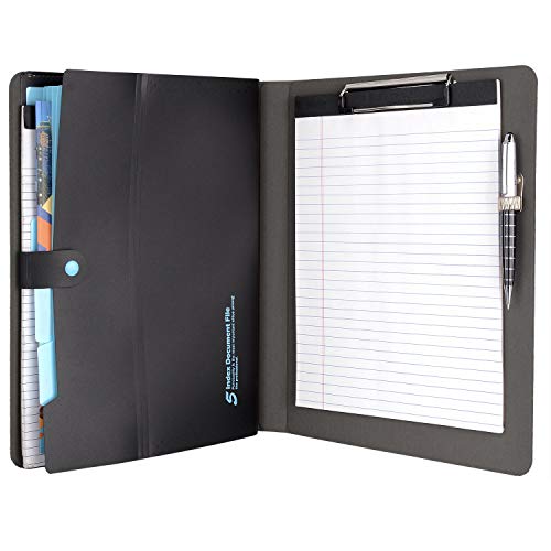 iCarryAll Notizblock-Portfolio mit Fächermappe, A4, erweiterbarer Ordner, Business-Mappe, Organizer, Portfolio, schwarz, 26 x 26 x 32 cm (HMQ003-BK) von iCarryAlls