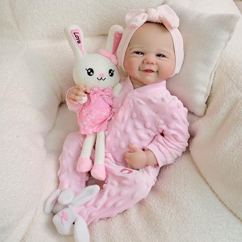 iCradle Reborn Puppen, 48,3 cm, niedliche Smlie-Puppe, 48 cm, handgezeichnetes Haar, rosa Kleidung, weich, realistisch, Neugeborenen-Puppen, Baby, echte Handarbeit, ab 3 Jahren iCradle Reborn Puppen, 48,3 cm, niedliche Smlie-Puppe, 48 cm, handgezeichnetes Haar, rosa Kleidung, weich, realistisch, Neugeborenen-Puppen, Baby, echte Handarbeit, ab 3 Jahren von iCradle