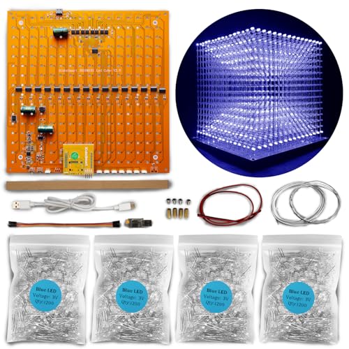 iCubeSmart Mini-3D-LED-Würfel, DIY-Elektronik-Set, Löt-Projekt-Kit (3D16MINI-ALLBLUE-KIT) von iCubeSmart