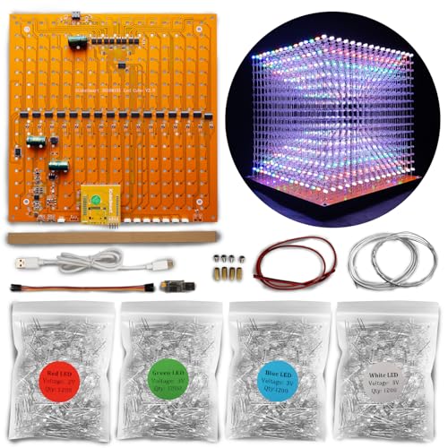 iCubeSmart Mini-3D-LED-Würfel, DIY-Elektronik-Set, Löt-Projekt-Kit (3D16MINI-MULTI4-KIT) von iCubeSmart