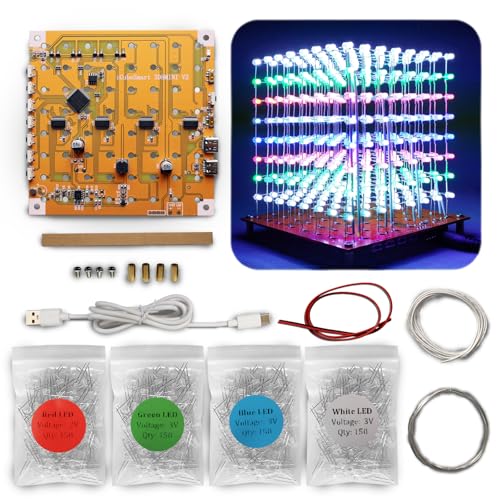 iCubeSmart Mini-3D-LED-Würfel, DIY-Elektronik-Set, Löt-Projekt-Kit (3D8MINI-MULTI-KIT) von iCubeSmart
