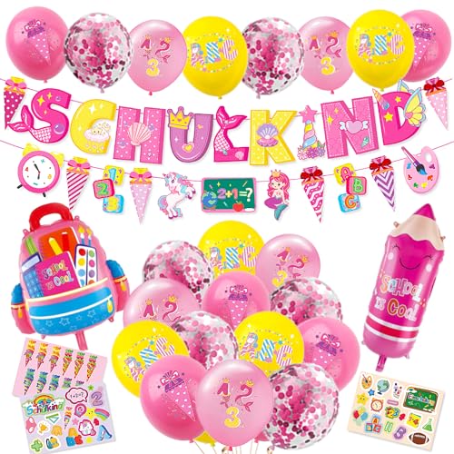 Einschulung deko mädchen,SCHULKIND Deko,Rosa Einhorn Schulanfang mädchen Junge Deko Set,SCHULKIND Banner+Zuckertüte Girlande+Luftballons mit ABC 123+Paillettenballons+Zuckertüten Papierstücke+Pencil Einschulung deko mädchen,SCHULKIND Deko,Rosa Einhorn Schulanfang mädchen Junge Deko Set,SCHULKIND Banner+Zuckertüte Girlande+Luftballons mit ABC 123+Paillettenballons+Zuckertüten Papierstücke+Pencil von iDattel