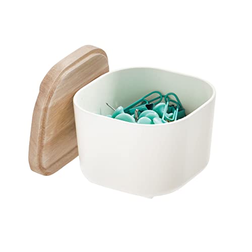 iDesign Schubladenbox, kompakte Regalbox aus BPA-freiem, recyceltem Kunststoff, Schubladen Organizer Box mit Deckel aus Paulownia-Holz, weiß, 7,1 x 9,1 x 9,1 cm, 08031 iDesign Schubladenbox, kompakte Regalbox aus BPA-freiem, recyceltem Kunststoff, Schubladen Organizer Box mit Deckel aus Paulownia-Holz, weiß, 7,1 x 9,1 x 9,1 cm, 08031 von InterDesign