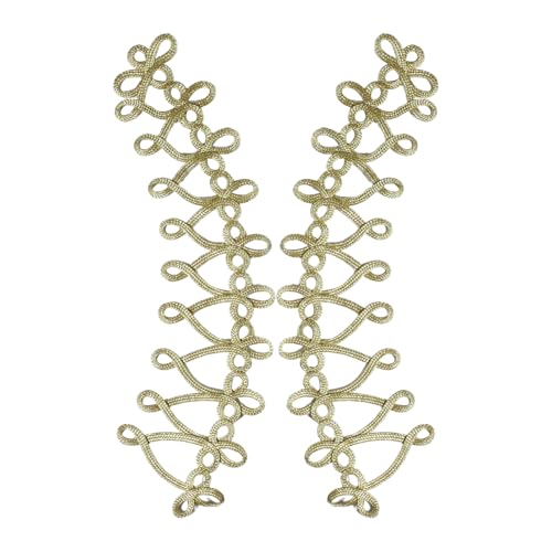IEFIEL Chinesische Knoten Knopf Barock Schnur Stickerei Applikation Nähen auf Patches für Vintage Kleidung Applikationen Gold 3 Einheitsgröße von iEFiEL