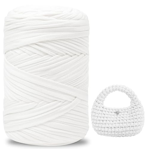 iEGrow 400 g T-Shirt Garn, Häkelgarn, Textilgarn für gehäkelte Körbe, geeignet für Handtasche, Taschen, Teppiche, Heimdekoration, DIY-Kunsthandwerk, Chunky Yarn für Anfänger Weiß iEGrow 400 g T-Shirt Garn, Häkelgarn, Textilgarn für gehäkelte Körbe, geeignet für Handtasche, Taschen, Teppiche, Heimdekoration, DIY-Kunsthandwerk, Chunky Yarn für Anfänger Weiß von iEGrow