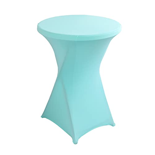iEventStar Stretch Stehtisch Hussen Spandex Stehtischhussen Bartische Hochzeit Erstärkung im Fußbereich Rund Tischdecke für Bistrotisch Cocktail-Party (Aqua, 1er Set - Ø 80-85 cm) von iEventStar
