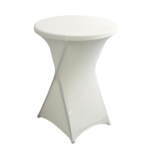 iEventStar Stretch Stehtisch Hussen Spandex Stehtischhussen Bartische Hochzeit Erstärkung im Fußbereich Rund Tischdecke für Bistrotisch Cocktail-Party (Beige, Ø 80-85 cm) von iEventStar