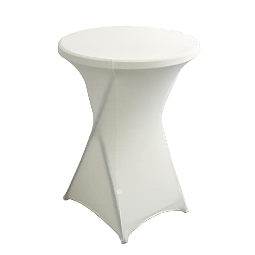 iEventStar Stretch Stehtisch Hussen Spandex Stehtischhussen Bartische Hochzeit Erstärkung im Fußbereich Rund Tischdecke für Bistrotisch Cocktail-Party (Beige, 1er Set - Ø 80-85 cm) von iEventStar