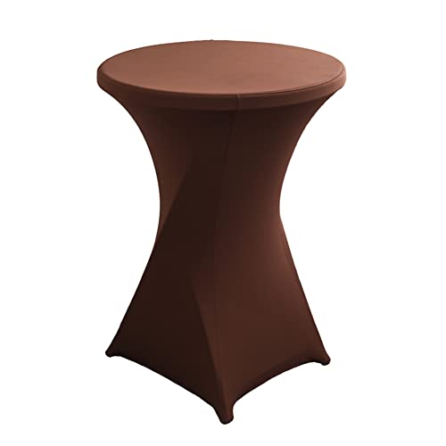 iEventStar Stretch Stehtisch Hussen Spandex Stehtischhussen Bartische Hochzeit Erstärkung im Fußbereich Rund Tischdecke für Bistrotisch Cocktail-Party (Dunkelbraun, 1er Set - Ø 80-85 cm) von iEventStar