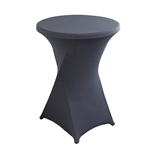 iEventStar Stretch Stehtisch Hussen Spandex Stehtischhussen Bartische Hochzeit Erstärkung im Fußbereich Rund Tischdecke für Bistrotisch Cocktail-Party (Dunkelgrau, 1er Set - Ø 80-85 cm) von iEventStar