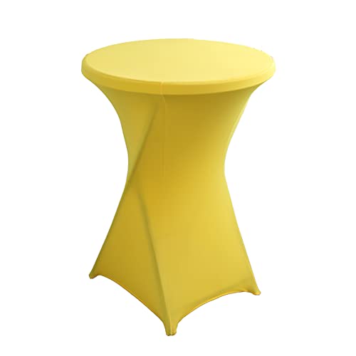 iEventStar Stretch Stehtisch Hussen Spandex Stehtischhussen Bartische Hochzeit Erstärkung im Fußbereich Rund Tischdecke für Bistrotisch Cocktail-Party (Gelb, 1er Set - Ø 80-85 cm) von iEventStar