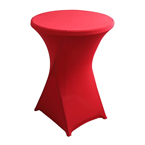 iEventStar Stretch Stehtisch Hussen Spandex Stehtischhussen Bartische Hochzeit Erstärkung im Fußbereich Rund Tischdecke für Bistrotisch Cocktail-Party (Rot, Ø 80-85 cm) von iEventStar