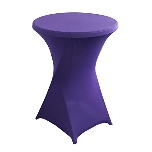 iEventStar Stretch Stehtisch Hussen Spandex Stehtischhussen Bartische Hochzeit Erstärkung im Fußbereich Rund Tischdecke für Bistrotisch Cocktail-Party (Violett, 1er Set - Ø 80-85 cm) von iEventStar