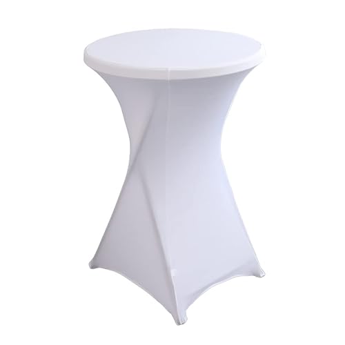 iEventStar Stretch Stehtisch Hussen Spandex Stehtischhussen Bartische Hochzeit Erstärkung im Fußbereich Rund Tischdecke für Bistrotisch Cocktail-Party (Weiß, Ø 80-85 cm) von iEventStar