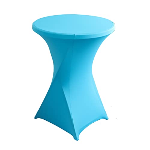 iEventStar Stretch Stehtisch Hussen Spandex Stehtischhussen Bartische Hochzeit Erstärkung im Fußbereich Rund Tischdecke für Bistrotisch Cocktail-Party (Blauer See, 1er Set - Ø 80-85 cm) von iEventStar