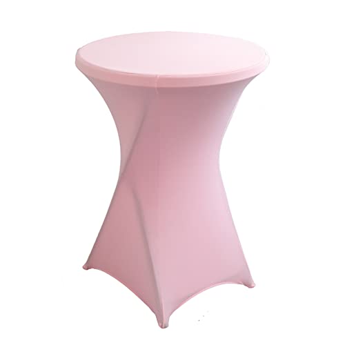 iEventStar Stretch Stehtisch Hussen Spandex Stehtischhussen Bartische Hochzeit Erstärkung im Fußbereich Rund Tischdecke für Bistrotisch Cocktail-Party (Rosa, Ø 80-85 cm) von iEventStar