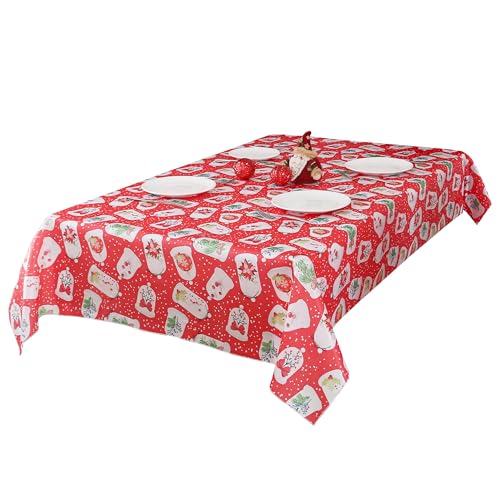 iEventStar Weihnachtstischdecken, Weihnachts-Tischdecke für rechteckige Tischdekoration, Weihnachtsblumen, 144,8 x 177,8 cm, Rot von iEventStar