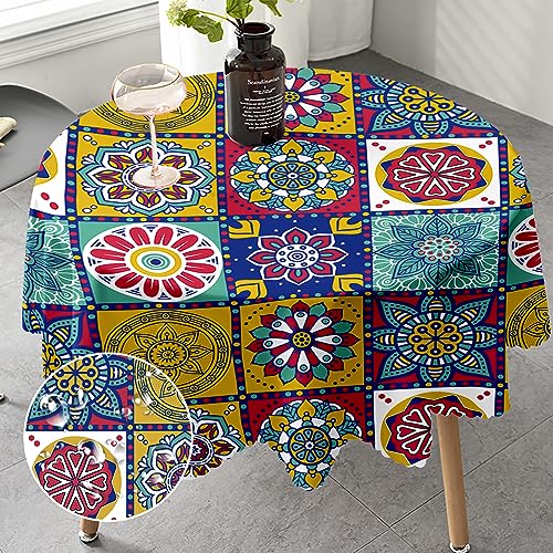 Tischdecke Rund 150 cm Marokkanisch Style Tischdecke für Draußen gartentischdecke rund Abwaschbar Schmutzabweisend für Garten Küche, Esstisch, Parteien Tischdecke Rund 150 cm Marokkanisch Style Tischdecke für Draußen gartentischdecke rund Abwaschbar Schmutzabweisend für Garten Küche, Esstisch, Parteien von iEvery