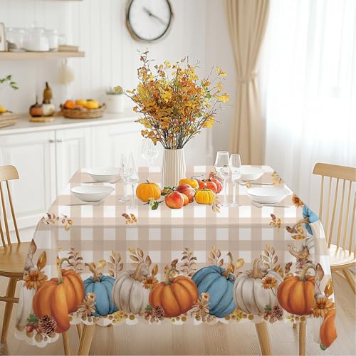 iEvery Herbst Tischdecke Rechteckig 110x140 cm, Erntedankfest Herbsternte Orange Kürbis Tischdecke, Gartentischdecke Abwaschbar Outdoor Wetterfest Table Cloth für Party Halloween Urlaub Dekoration iEvery Herbst Tischdecke Rechteckig 110x140 cm, Erntedankfest Herbsternte Orange Kürbis Tischdecke, Gartentischdecke Abwaschbar Outdoor Wetterfest Table Cloth für Party Halloween Urlaub Dekoration von iEvery