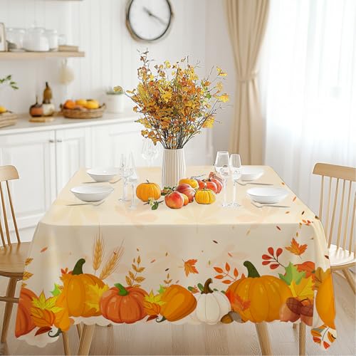 iEvery Herbst Tischdecke Rechteckig 110x140 cm, Erntedankfest Herbsternte Orange Kürbis Tischdecke, Gartentischdecke Abwaschbar Outdoor Wetterfest Table Cloth für Party Halloween Urlaub Dekoration iEvery Herbst Tischdecke Rechteckig 110x140 cm, Erntedankfest Herbsternte Orange Kürbis Tischdecke, Gartentischdecke Abwaschbar Outdoor Wetterfest Table Cloth für Party Halloween Urlaub Dekoration von iEvery