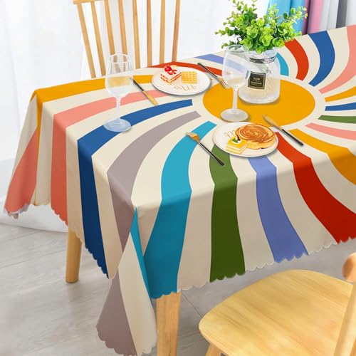 iEvery Sonne Tischdecke Abwaschbar, Gartentischdecke Rechteckig Wetterfest Floral Table Cloth Polyester Tischdecke Waterproof für Outdoor Gartentisch Küche Esstisch Garten 110x140 cm iEvery Sonne Tischdecke Abwaschbar, Gartentischdecke Rechteckig Wetterfest Floral Table Cloth Polyester Tischdecke Waterproof für Outdoor Gartentisch Küche Esstisch Garten 110x140 cm von iEvery