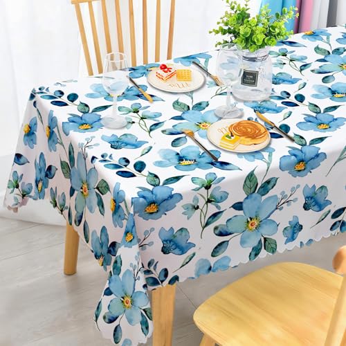 iEvery Tischdecke Abwaschbar, Blaue Blume Gartentischdecke Rechteckig Wetterfest Floral Table Cloth Polyester Tischdecke Waterproof für Outdoor Gartentisch Küche Esstisch Garten 110x140 cm iEvery Tischdecke Abwaschbar, Blaue Blume Gartentischdecke Rechteckig Wetterfest Floral Table Cloth Polyester Tischdecke Waterproof für Outdoor Gartentisch Küche Esstisch Garten 110x140 cm von iEvery