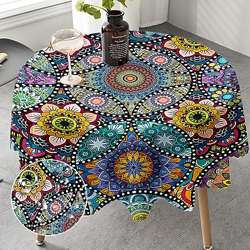iEvery Tischdecke Abwaschbar Rund 150 Tischdecke Boho Style für Draußen Runde Gartentischdecke Mandala Outdoor Table Cloth Wetterfest für Garten Küche Gartentisch Esstisch Party iEvery Tischdecke Abwaschbar Rund 150 Tischdecke Boho Style für Draußen Runde Gartentischdecke Mandala Outdoor Table Cloth Wetterfest für Garten Küche Gartentisch Esstisch Party von iEvery