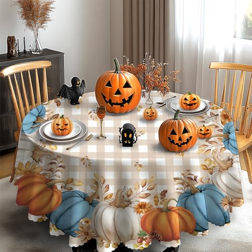 iEvery Tischdecke Herbst Rund 150, Erntedankfest Herbsternte Orange Kürbis Tischdecke, Gartentischdecke Abwaschbar Outdoor Wetterfest Table Cloth für Party Halloween Urlaub Dekoration iEvery Tischdecke Herbst Rund 150, Erntedankfest Herbsternte Orange Kürbis Tischdecke, Gartentischdecke Abwaschbar Outdoor Wetterfest Table Cloth für Party Halloween Urlaub Dekoration von iEvery