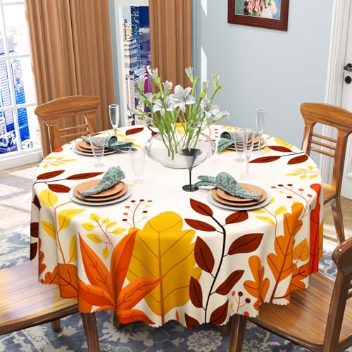 iEvery Tischdecke Herbst Rund 150 Abwaschbar, Herbstliche Ahornblätter Tischdecke Dekoration, Gartentischdecke Wetterfest Outdoor Polyester Table Cloth für Küche Erntedankfest Party Garten iEvery Tischdecke Herbst Rund 150 Abwaschbar, Herbstliche Ahornblätter Tischdecke Dekoration, Gartentischdecke Wetterfest Outdoor Polyester Table Cloth für Küche Erntedankfest Party Garten von iEvery