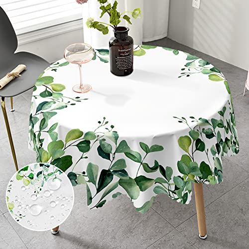 iEvery Tischdecke Rund 150 Abwaschbar, Tischdecke Eukalyptus Floral Gartentischdecke für Draußen Polyester Outdoor Wetterfest Table Cloth Waterproof für Küche Gartentisch Esstisch Party iEvery Tischdecke Rund 150 Abwaschbar, Tischdecke Eukalyptus Floral Gartentischdecke für Draußen Polyester Outdoor Wetterfest Table Cloth Waterproof für Küche Gartentisch Esstisch Party von iEvery