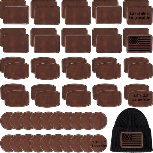 iFForce Laser-Gravur-Rohlinge – 90 Stück braune Hut-Patches aus Kunstleder – PU-Leder zum Aufbügeln auf Hut zum Aufbügeln für DIY benutzerdefinierte laserbare gravierbare Handwerk Geschenke (90 Stück, von iFForce