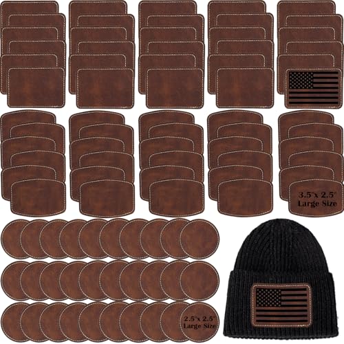 iFForce Laser-Gravur-Rohlinge – 90 Stück braune Hut-Patches aus Kunstleder zum Aufbügeln auf Hut-Flicken für DIY benutzerdefinierte laserbare gravierbare Handwerk Geschenke (90 Stück, braune Flicken) von iFForce