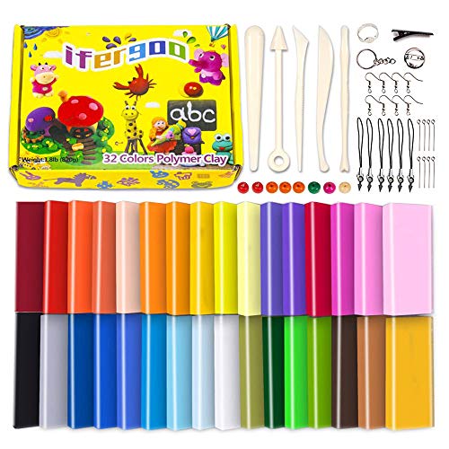 Kinder Knete Backen Polymer ton set - Polymer Clay gehören 32 Block Modelliermasse und Skulptur Ton Werkzeug kit,DIY knete fit Kinder Junge Mädchen für Weihnachten und Geburtstagsgeschenke. Kinder Knete Backen Polymer ton set - Polymer Clay gehören 32 Block Modelliermasse und Skulptur Ton Werkzeug kit,DIY knete fit Kinder Junge Mädchen für Weihnachten und Geburtstagsgeschenke. von iFergoo