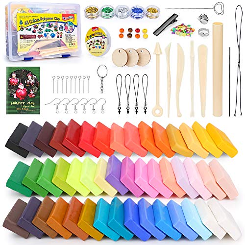 iFergoo Modelliermasse, 46 Farben Polymer Clay Set, ofenhärtend mit 5 Werkzeugen und Tonzubehör, DIY knete fit Kinder Junge Mädchen iFergoo Modelliermasse, 46 Farben Polymer Clay Set, ofenhärtend mit 5 Werkzeugen und Tonzubehör, DIY knete fit Kinder Junge Mädchen von iFergoo