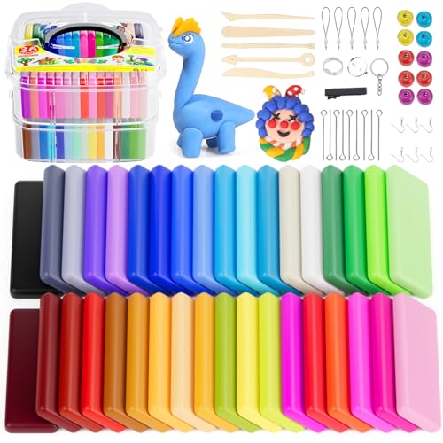 iFergoo Polymer Clay 36 Farben Knete Soft Set, Nontoxic DIY Oven Bake Modellierung Ton Kit mit 5 Modellierwerkzeug und Schmuckzubehör Set, Kinder Kunsthandwerk Geschenk für Jungen und Mädche Kids iFergoo Polymer Clay 36 Farben Knete Soft Set, Nontoxic DIY Oven Bake Modellierung Ton Kit mit 5 Modellierwerkzeug und Schmuckzubehör Set, Kinder Kunsthandwerk Geschenk für Jungen und Mädche Kids von iFergoo