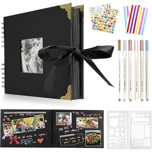 Fotoalbum, Fotoalbum zum Selbstgestalten, DIY Fotobuch Scrapbook 80 Schwarze Seiten Fotobuch zum Einkleben für Baby Familie Jahrestag Geburtstags Valentinstag Hochzeit Fotoalbum, Fotoalbum zum Selbstgestalten, DIY Fotobuch Scrapbook 80 Schwarze Seiten Fotobuch zum Einkleben für Baby Familie Jahrestag Geburtstags Valentinstag Hochzeit von iFldnnry