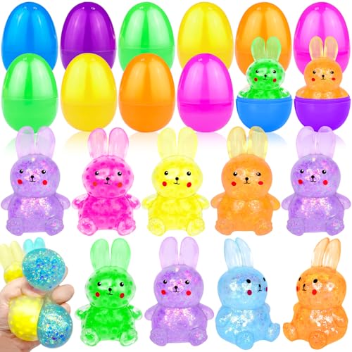 6 Stück vorgefüllte Ostereier mit Hasen-Quetschspielzeug, Osterkorbfüller, Ostereier mit Spielzeug im Inneren, dehnbares Stressabbau-Fidget-Spielzeug für Ostereiersuche, Oster-Partybevorzugung, 6 Stück vorgefüllte Ostereier mit Hasen-Quetschspielzeug, Osterkorbfüller, Ostereier mit Spielzeug im Inneren, dehnbares Stressabbau-Fidget-Spielzeug für Ostereiersuche, Oster-Partybevorzugung, von iGeeKid