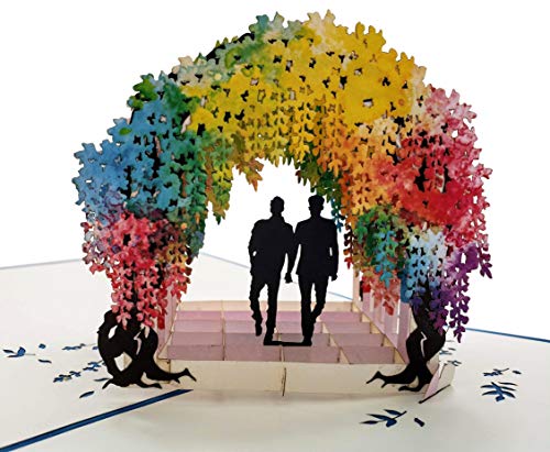 iGifts And Cards Gay-Regenbogen-Glyzinien-Blumentunnel, 3D-Pop-Up-Grußkarte, romantisch, Verlobung, Jahrestag, Hochzeit, Stolz, Liebhaber, Bräutigam, LGBT von iGifts And Cards
