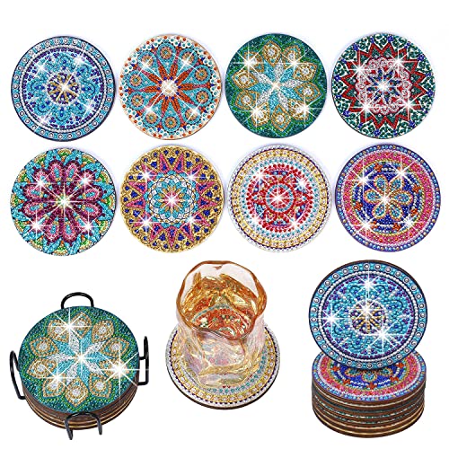 Diamond Painting Untersetzer mit Halter, 8 Stück Mandala Diamant Malerei Untersetzer Kits, DIY Diamant Kunst Handwerk für Erwachsene, kleine Diamant Malerei Kits Zubehör Diamond Painting Untersetzer mit Halter, 8 Stück Mandala Diamant Malerei Untersetzer Kits, DIY Diamant Kunst Handwerk für Erwachsene, kleine Diamant Malerei Kits Zubehör von iHMeiju